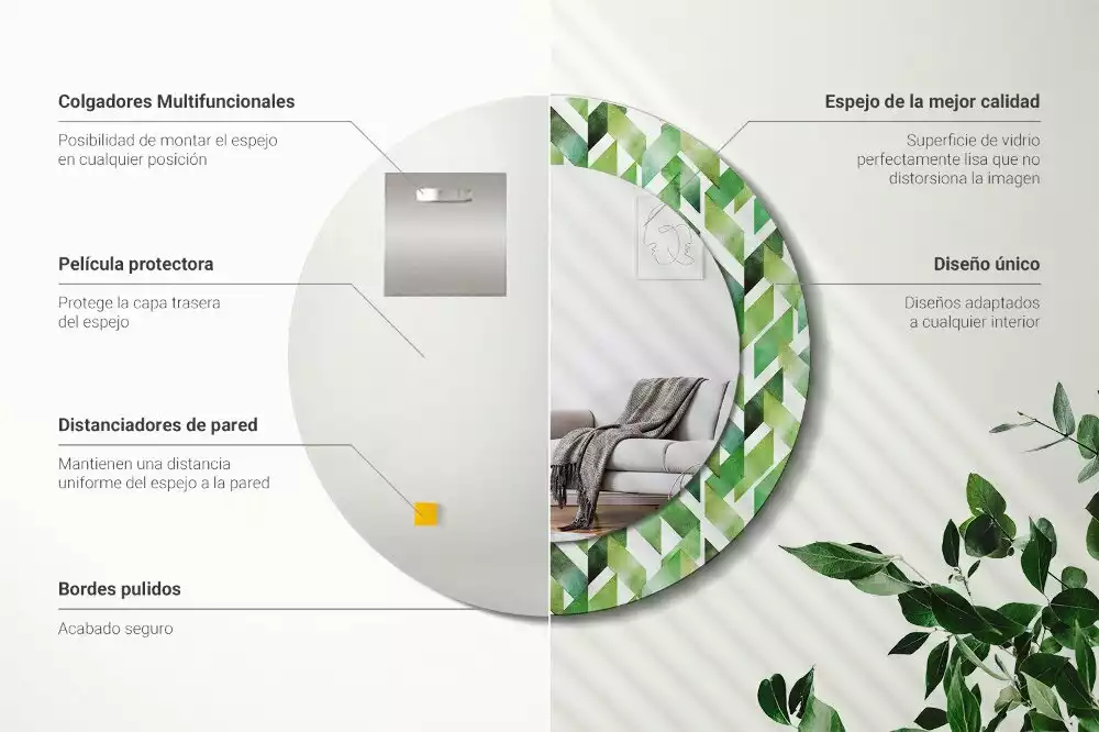 Espelho redondo decorativo Espinha de peixe