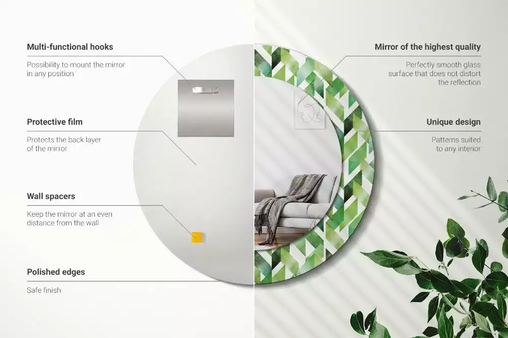 Espelho redondo decorativo Espinha de peixe