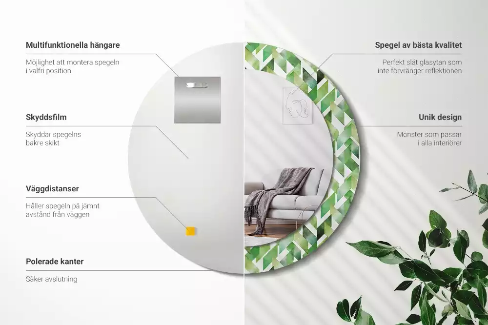 Espelho redondo decorativo Espinha de peixe