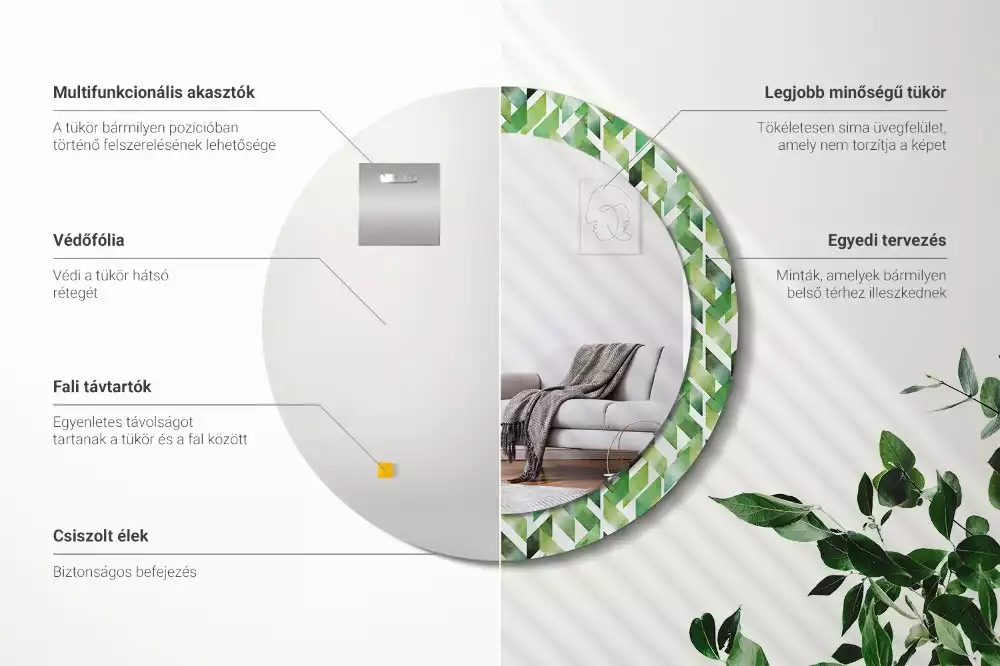 Espelho redondo decorativo Espinha de peixe