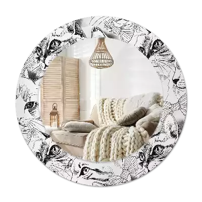 Espelho redondo decorativo Gatos