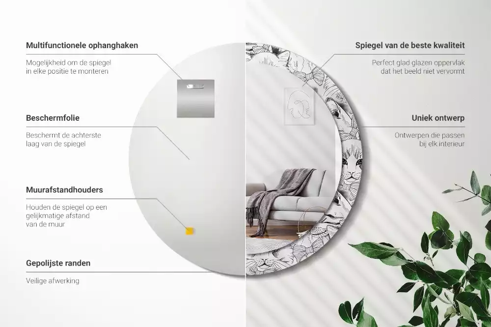 Espelho redondo decorativo Gatos