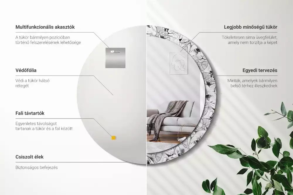 Espelho redondo decorativo Gatos