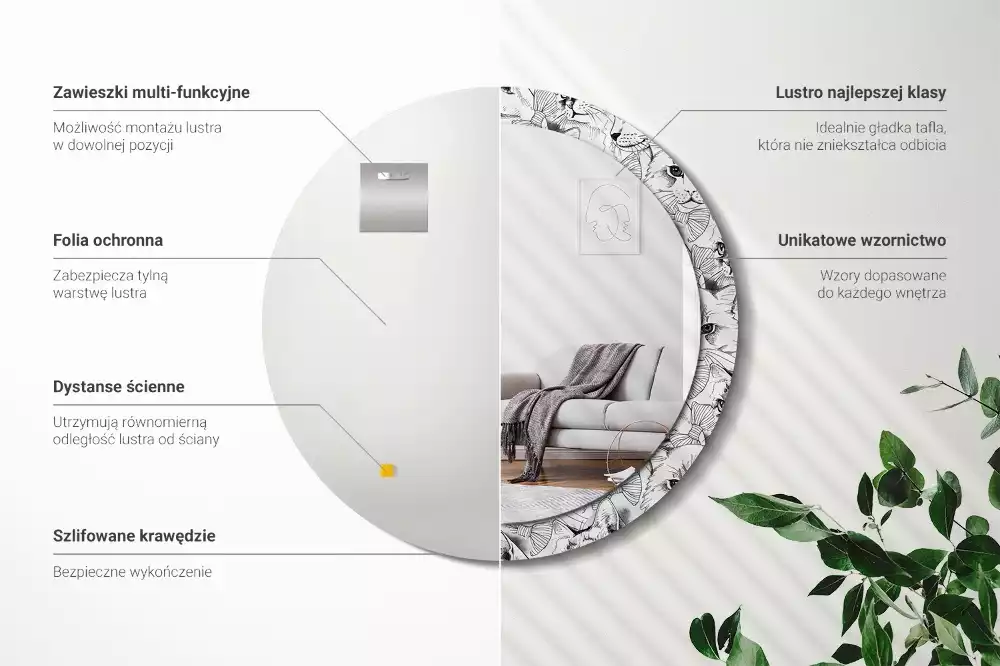 Espelho redondo decorativo Gatos