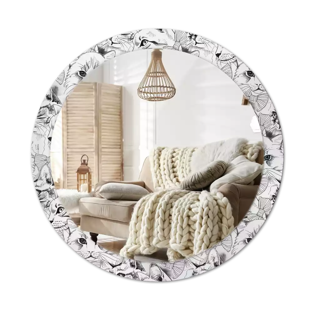 Espelho redondo decorativo Gatos