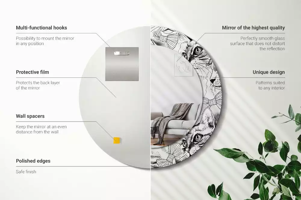 Espelho redondo decorativo Gatos