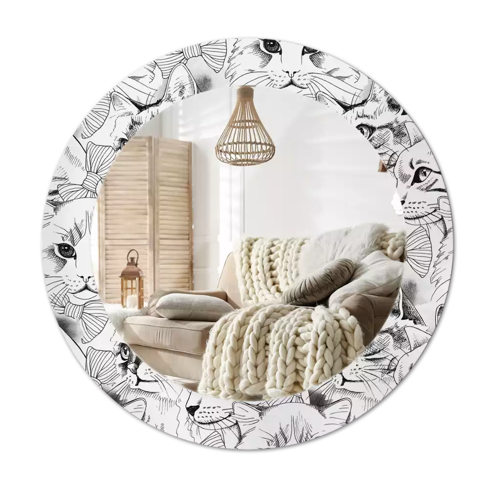 Espelho redondo decorativo Gatos