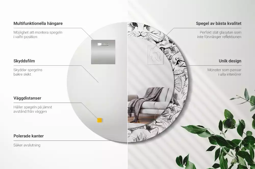 Espelho redondo decorativo Gatos