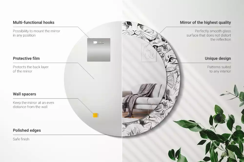 Espelho redondo decorativo Gatos