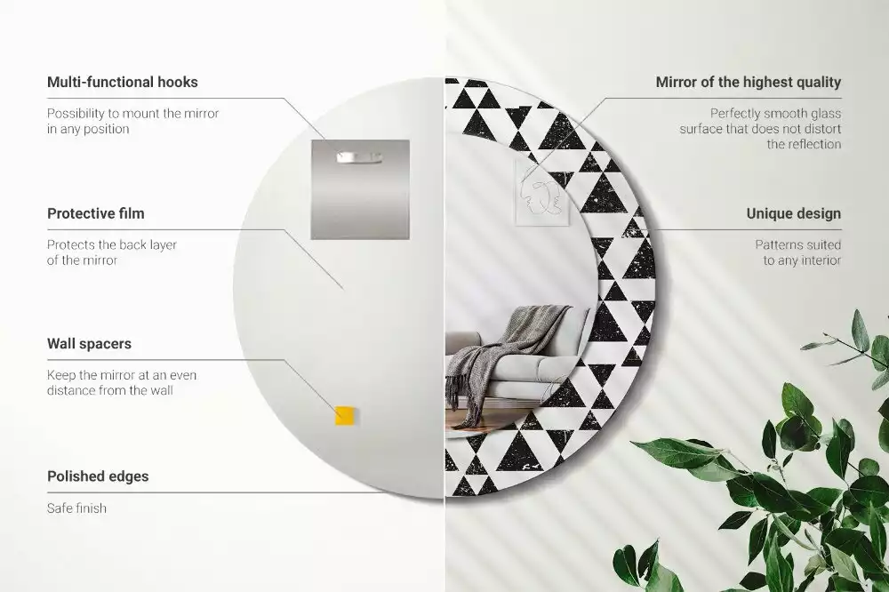 Espelho redondo decorativo Geometria dos triângulos