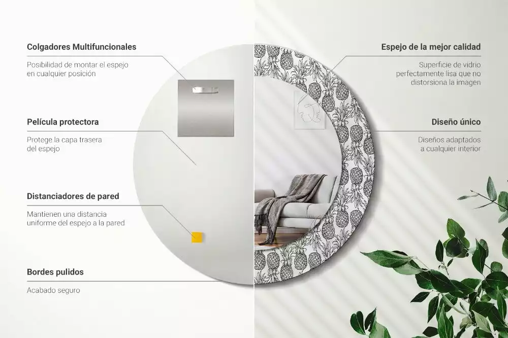 Espelho decorativo redondo Abacaxis