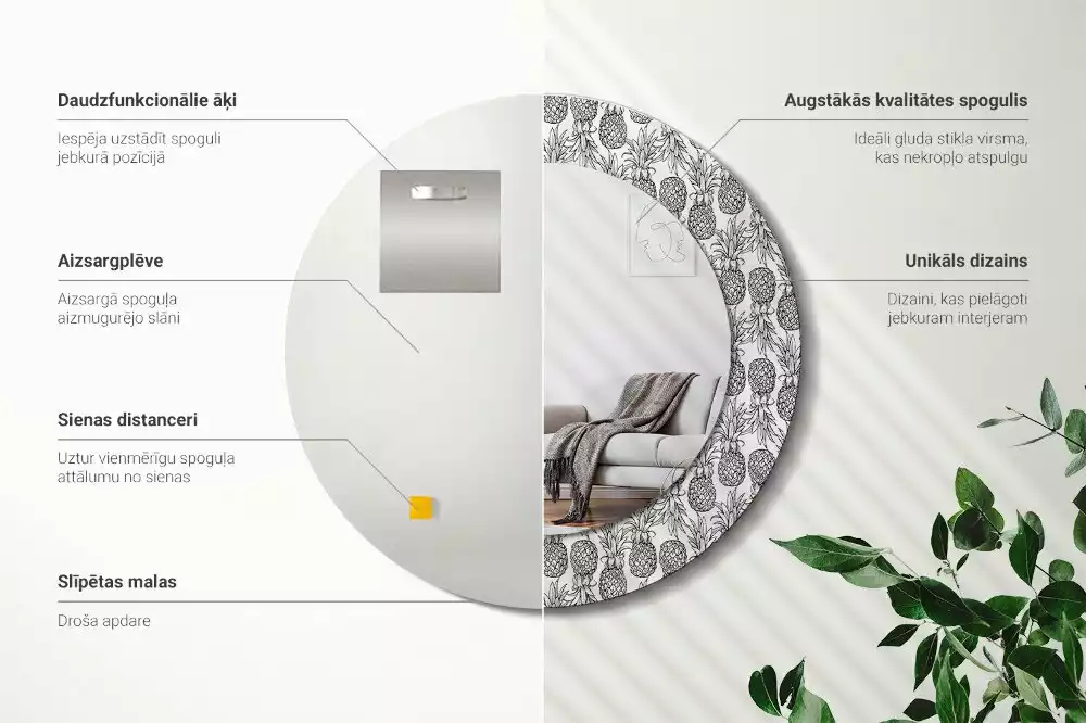 Espelho decorativo redondo Abacaxis