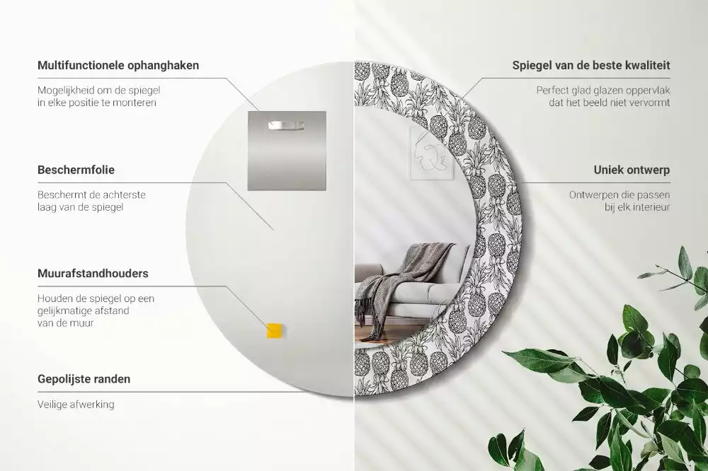 Espelho decorativo redondo Abacaxis