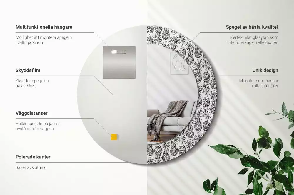 Espelho decorativo redondo Abacaxis