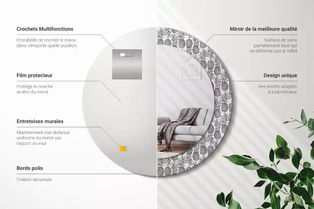 Espelho decorativo redondo Abacaxis