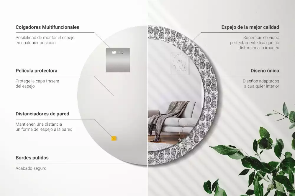 Espelho decorativo redondo Abacaxis