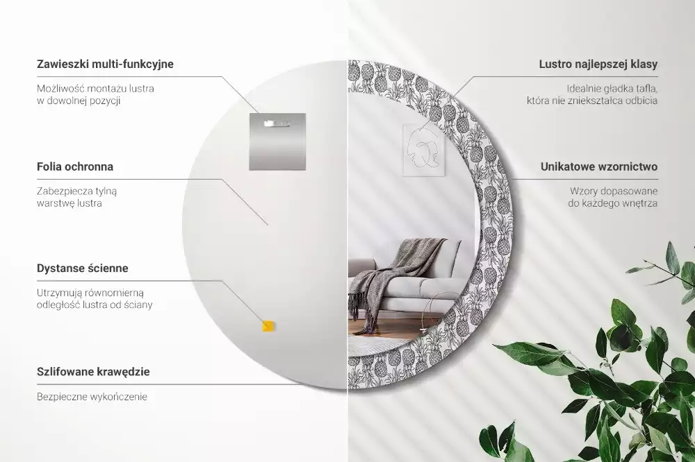 Espelho decorativo redondo Abacaxis