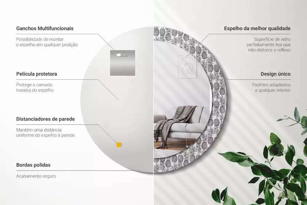 Espelho decorativo redondo Abacaxis