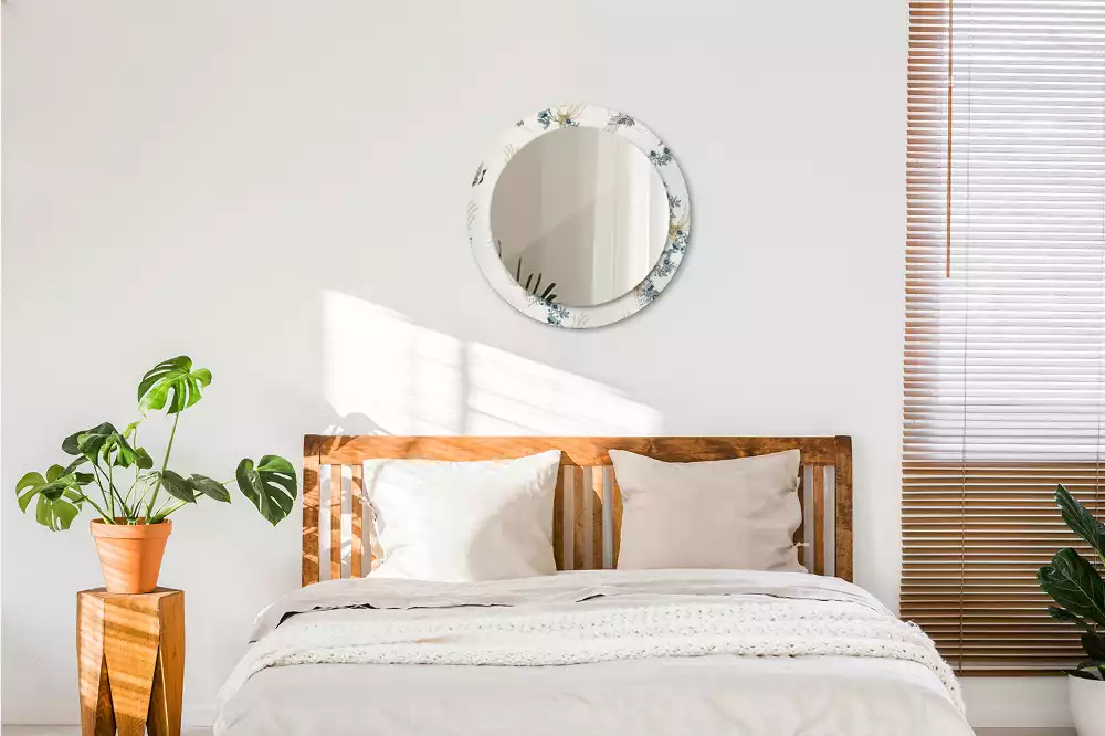 Espelho redondo decorativo pássaros chineses