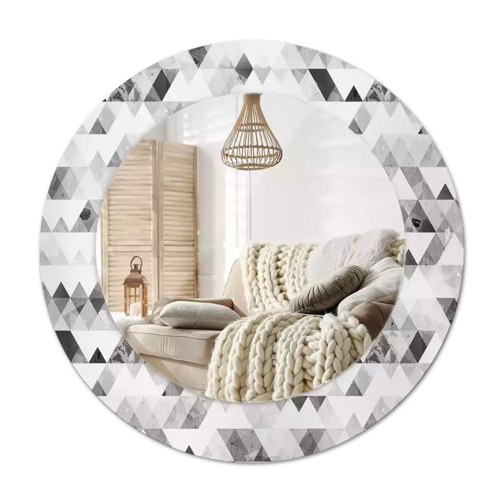 Espelho decorativo redondo Triângulos