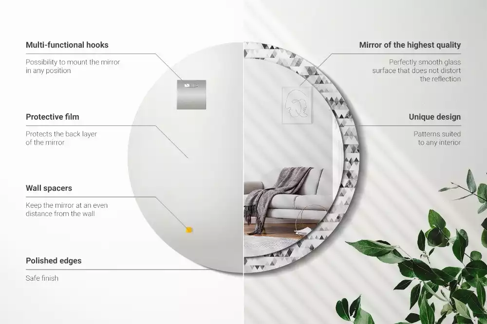 Espelho decorativo redondo Triângulos