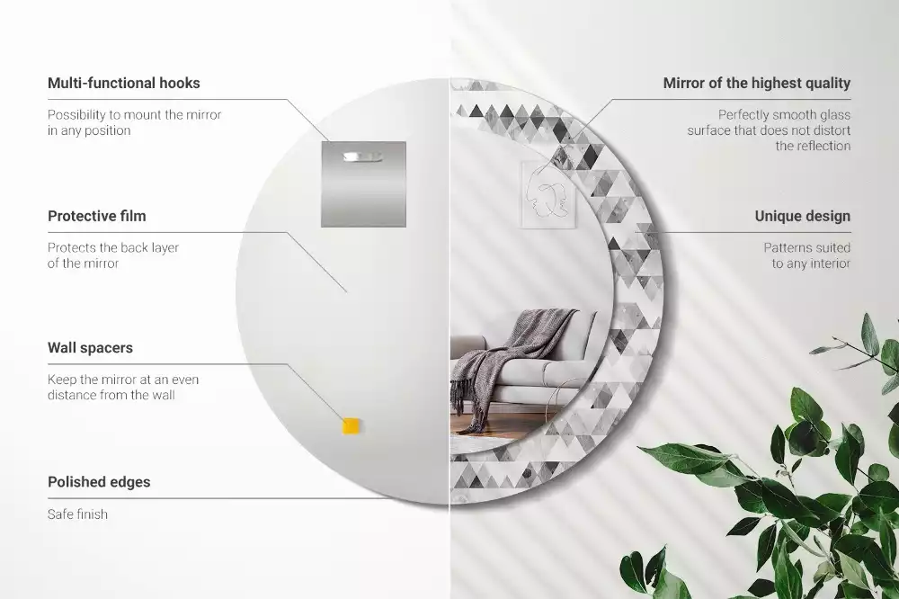 Espelho decorativo redondo Triângulos