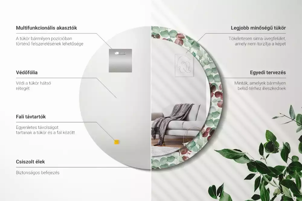 Espelho redondo decorativo Eucalipto