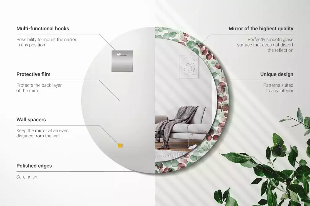 Espelho redondo decorativo Eucalipto