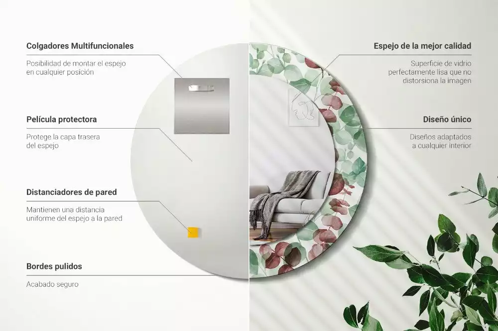 Espelho redondo decorativo Eucalipto