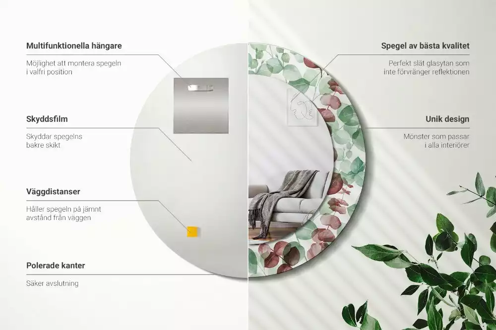 Espelho redondo decorativo Eucalipto