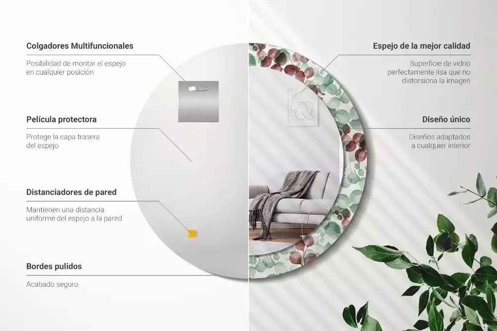 Espelho redondo decorativo Eucalipto