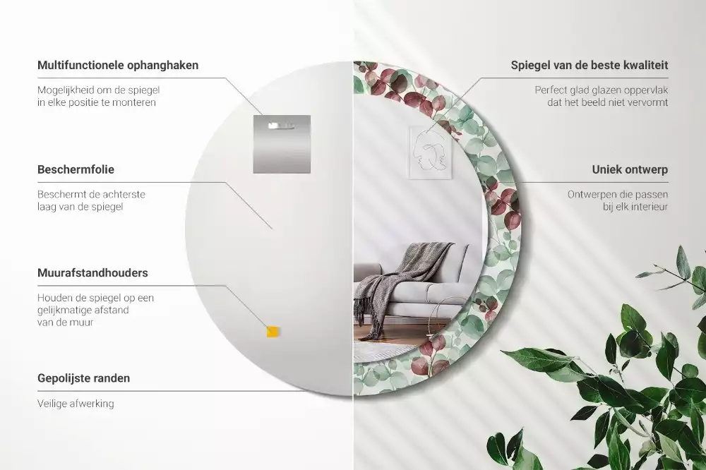 Espelho redondo decorativo Eucalipto