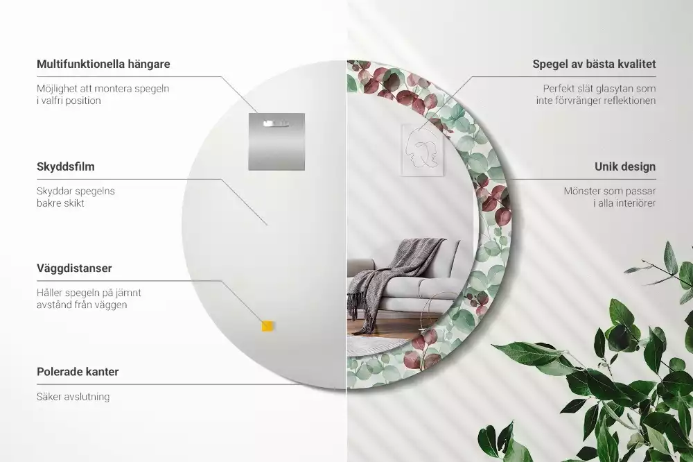 Espelho redondo decorativo Eucalipto