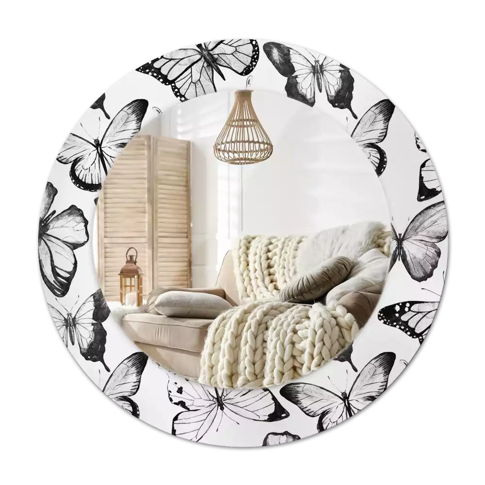 Espelho decorativo redondo Borboletas