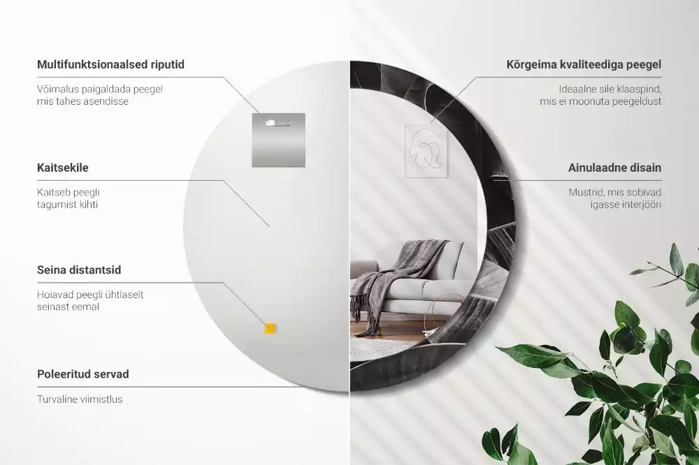 Espelho redondo decorativo Palmeiras tropicais