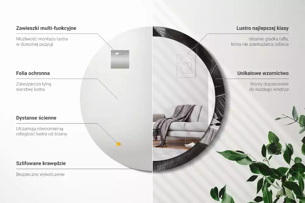 Espelho redondo decorativo Palmeiras tropicais