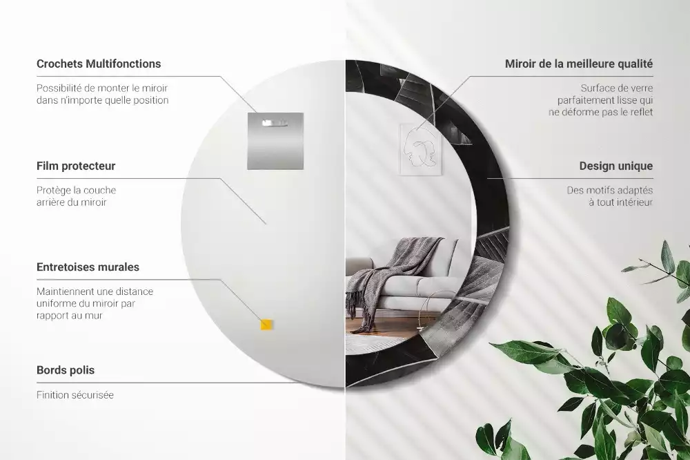 Espelho redondo decorativo Palmeiras tropicais