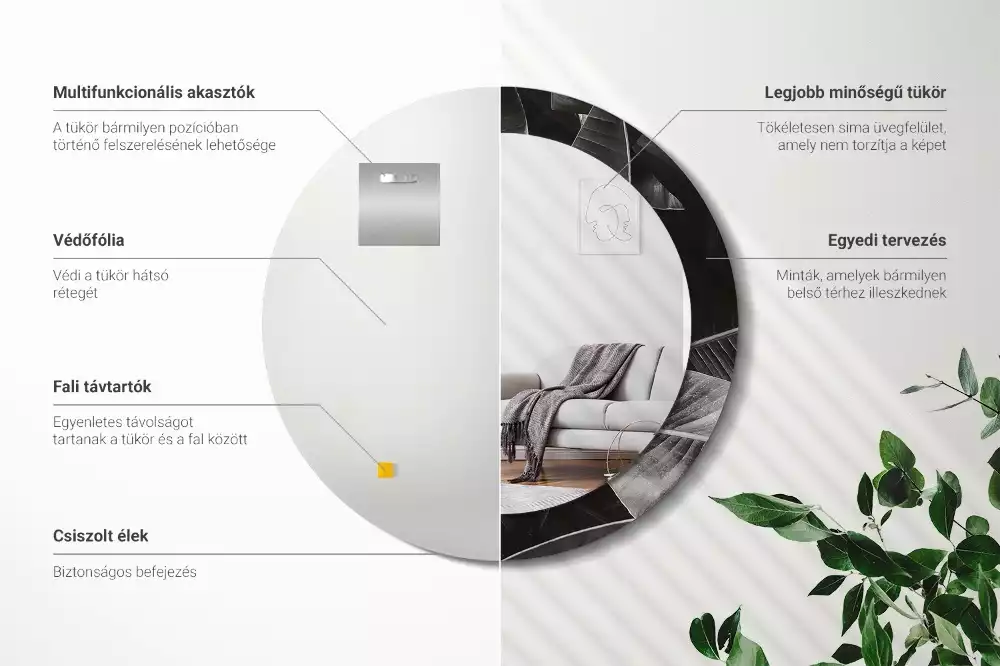 Espelho redondo decorativo Palmeiras tropicais