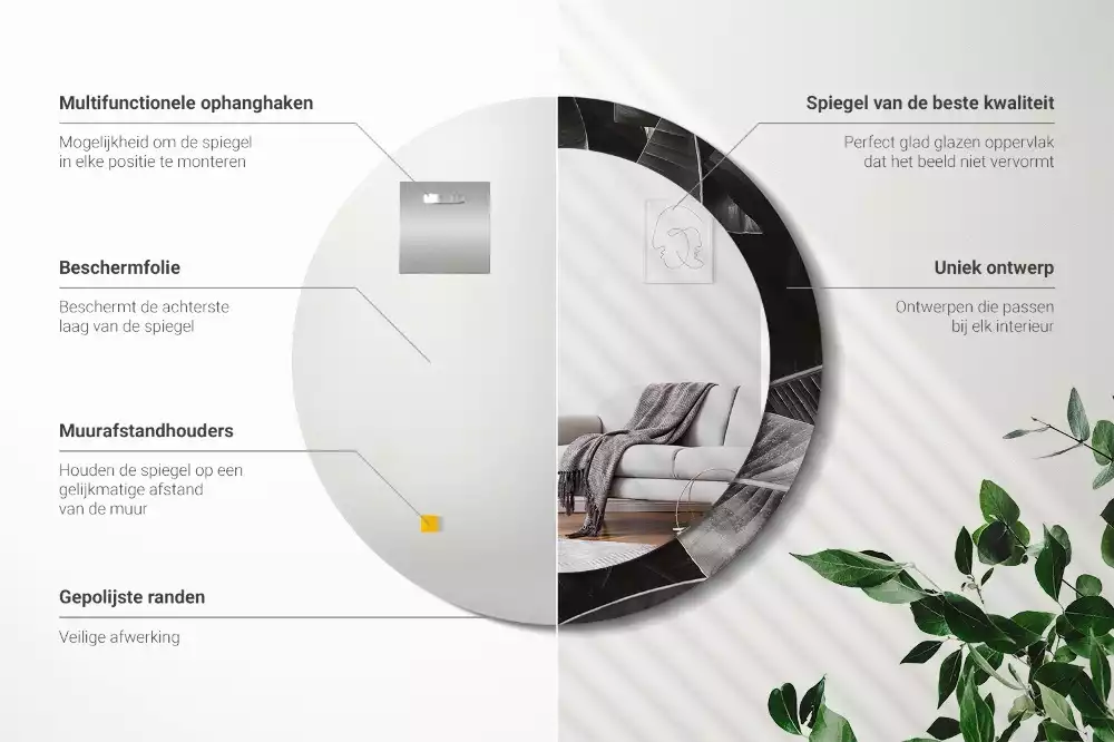 Espelho redondo decorativo Palmeiras tropicais