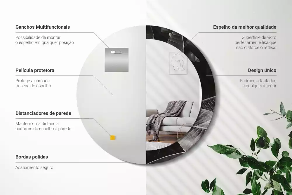 Espelho redondo decorativo Palmeiras tropicais