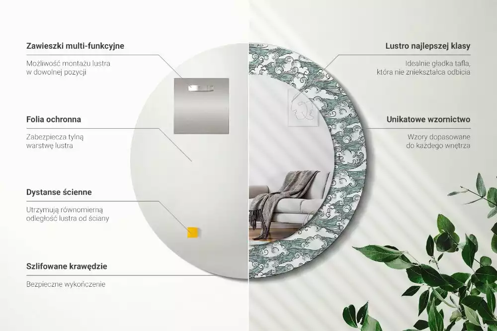 Espelho decorativo redondo Nuvens