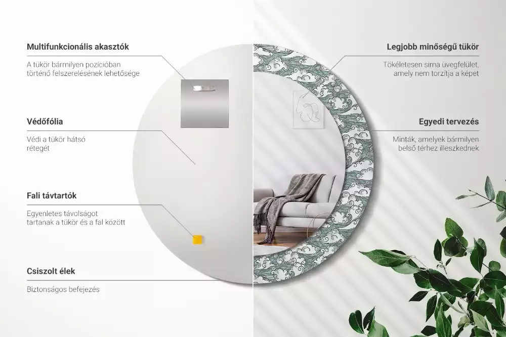 Espelho decorativo redondo Nuvens