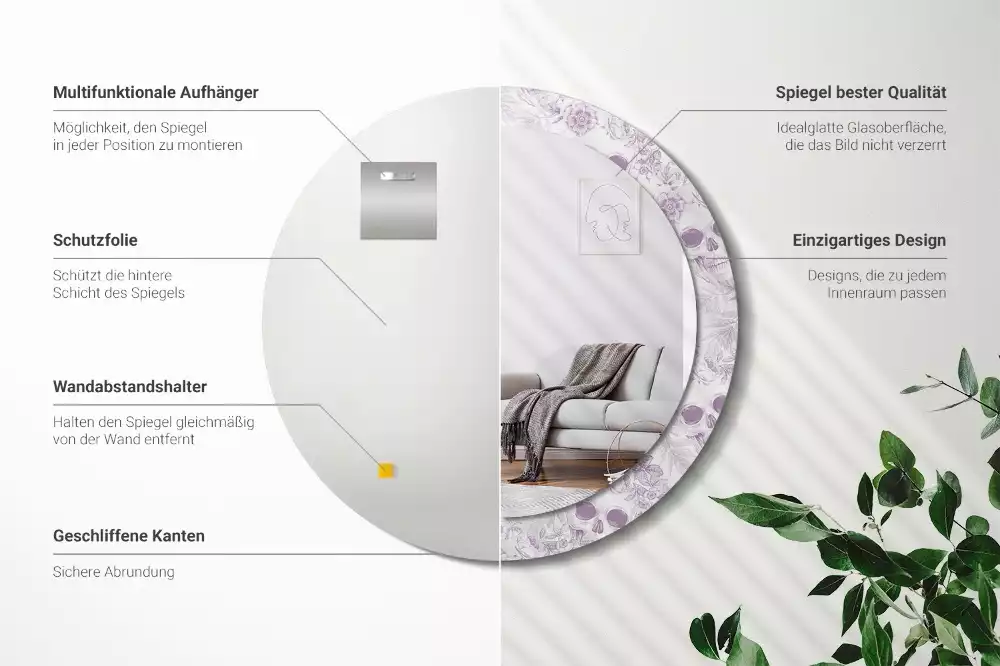 Espelho redondo decorativo Caveiras