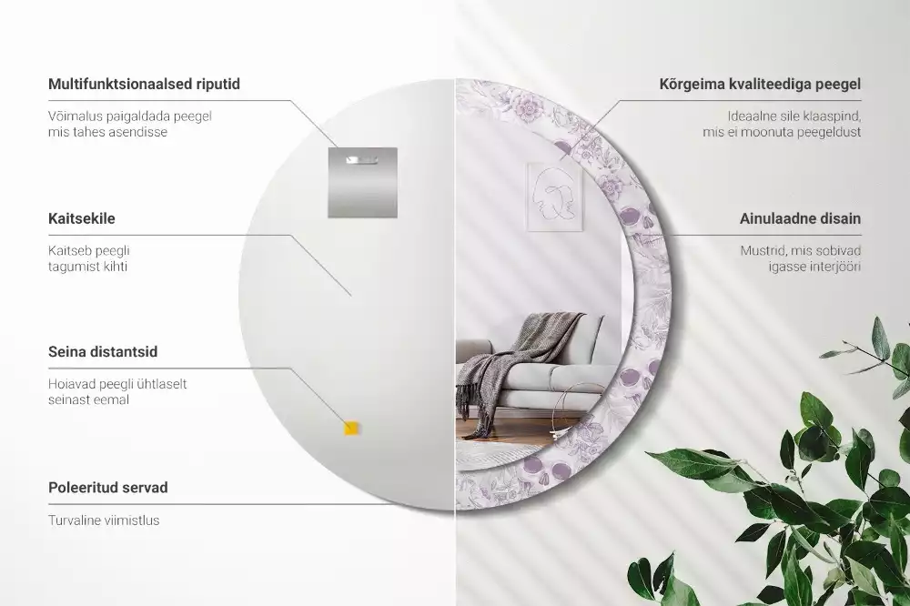 Espelho redondo decorativo Caveiras