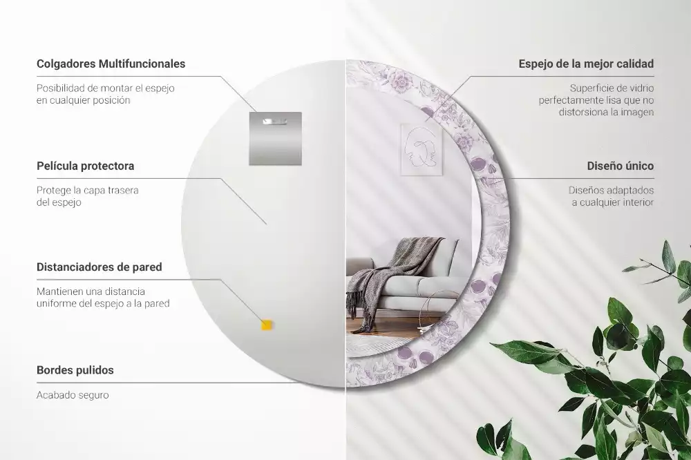 Espelho redondo decorativo Caveiras