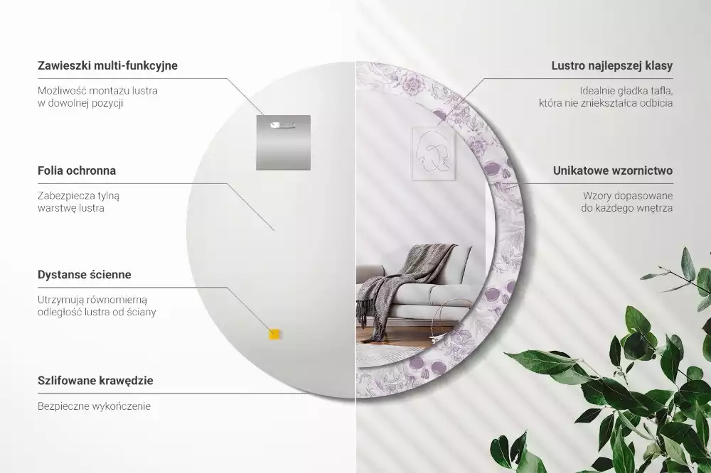 Espelho redondo decorativo Caveiras