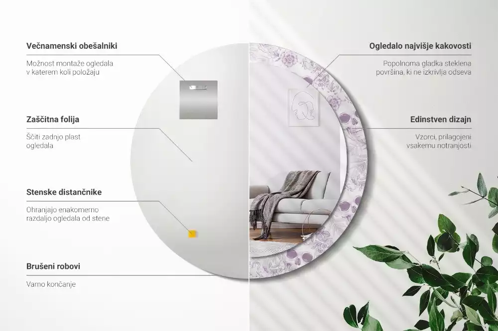 Espelho redondo decorativo Caveiras