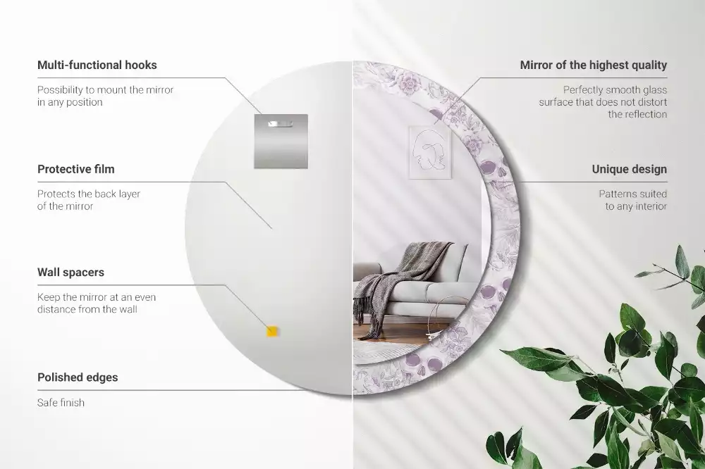 Espelho redondo decorativo Caveiras