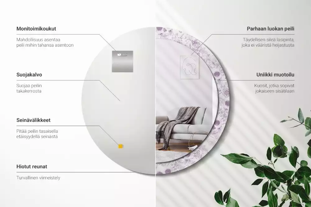 Espelho redondo decorativo Caveiras