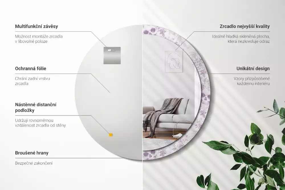 Espelho redondo decorativo Caveiras